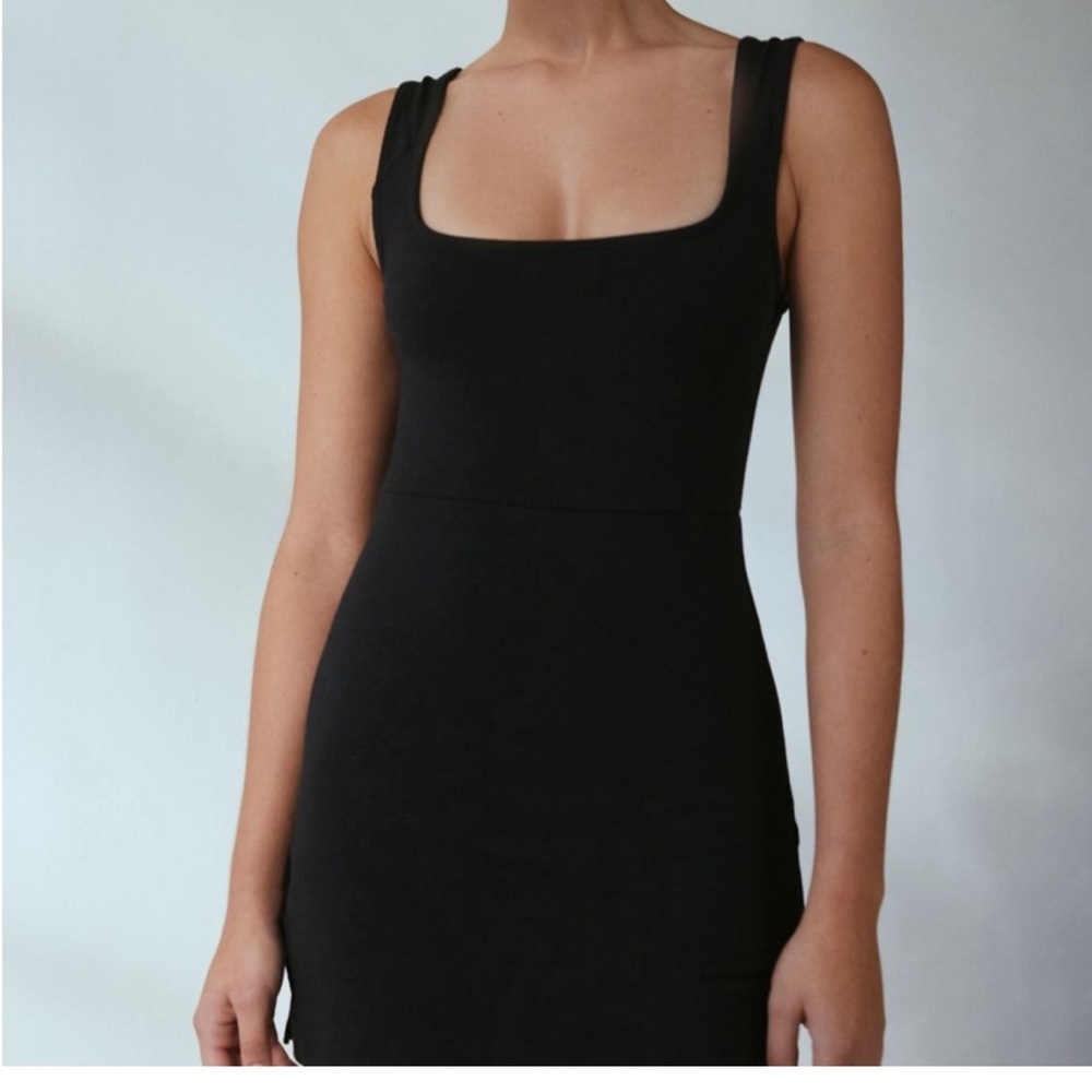 Urban Outfitters Black Strapless-Look Square Neck Dress